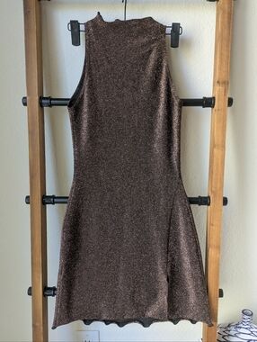 NWT RESA Women's Metallic Brown Sleeveless Mini Dress - Size XS